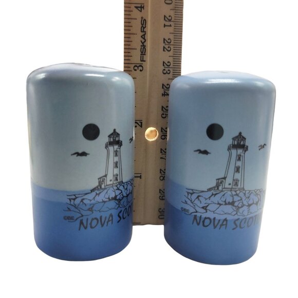 Lighthouse Ceramic Salt & Pepper Shakers 3" Coastal Decor Nova Scotia Stoneware - Picture 2 of 7